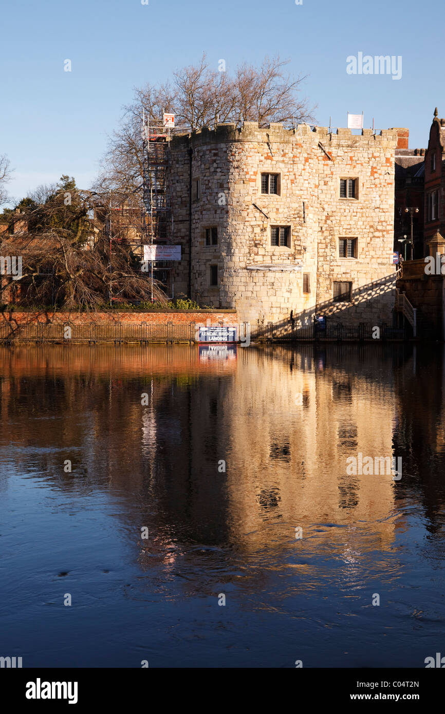 Überfluteten Szene, Fluss Ouse, platzen Banken. York, Yorkshire, England, UK Stockfoto