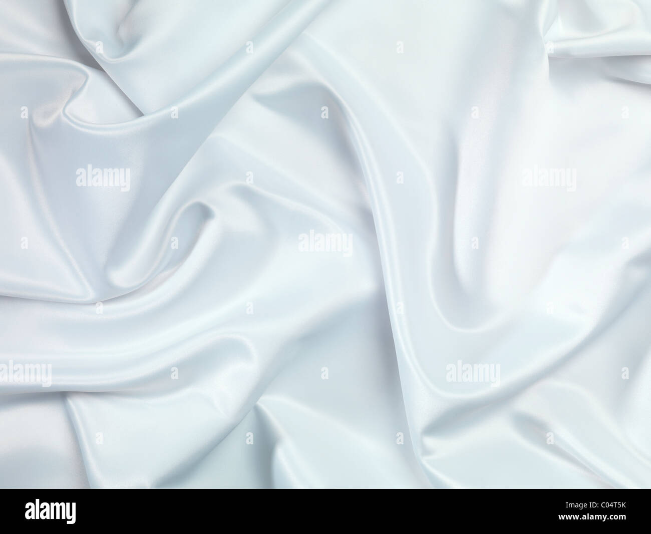 Glänzend weiße seidige Stoff Falten Hintergrund Textur Stockfoto
