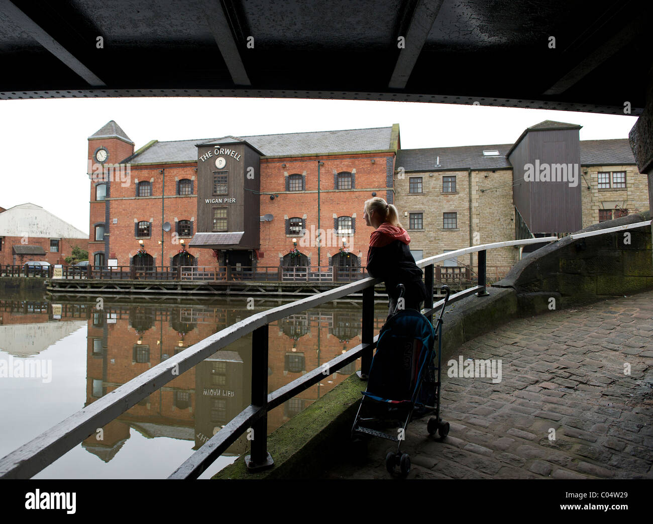 Die Orwell-Pub und Restaurant früher Wigan Pier Heritage Centre Stockfoto