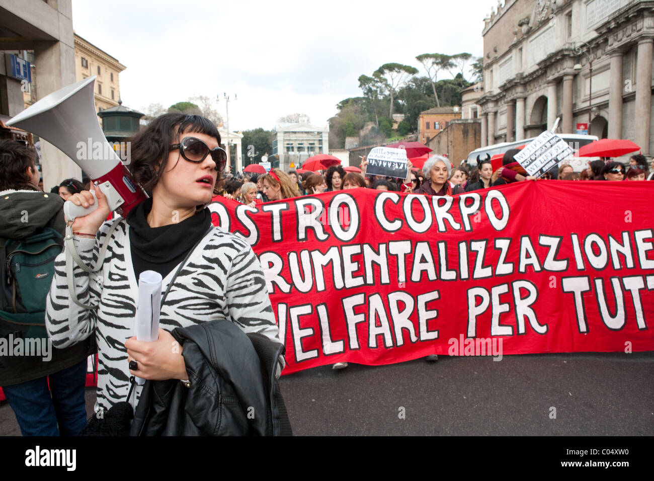 Frauen-Rallye Protest Demonstranten Italien Stockfoto