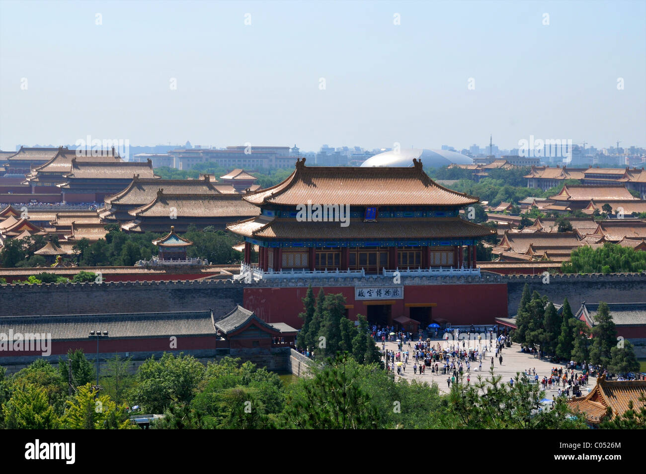 Die Verbotene Stadt, Blick vom Jingshan Hügel im Norden Stockfoto