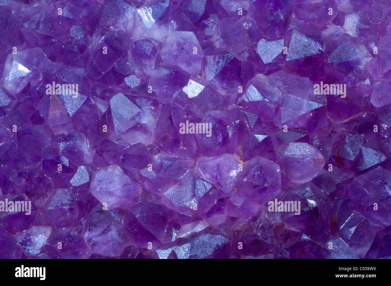 Amethyst Kristall Stein Detail einer texturierten Oberfläche Stockfoto