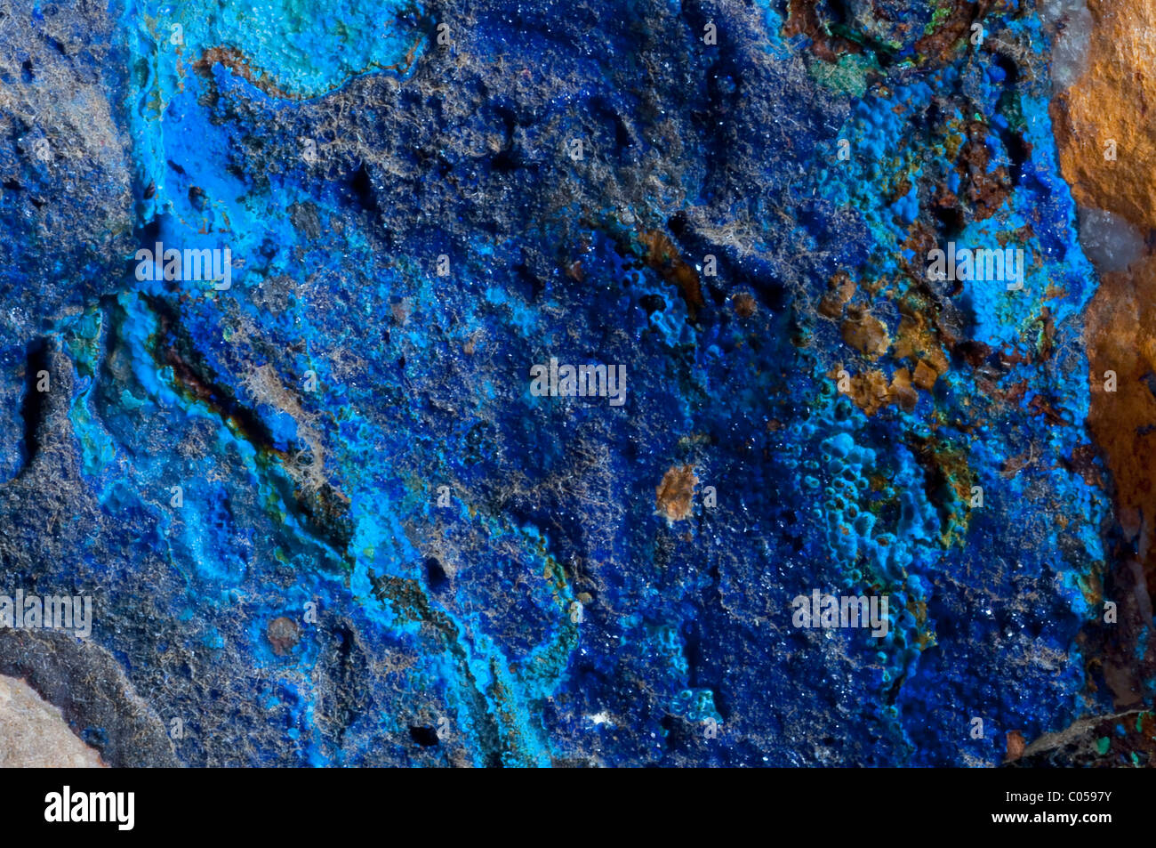 Azurit Stein Detail, blaue Mineral einer Mine Stockfoto