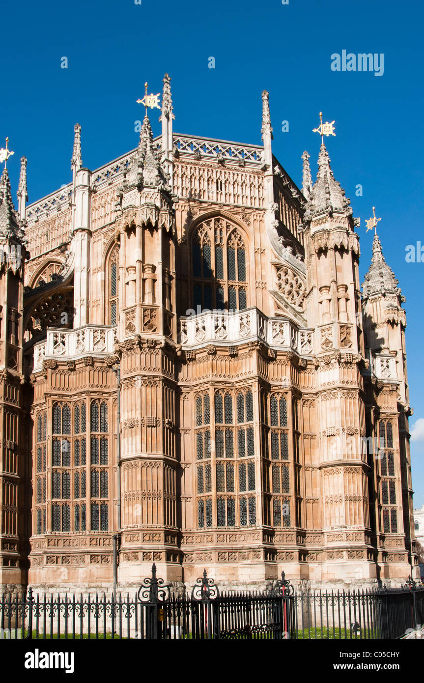 Außenansicht des Westminster Abbey Henry VII Marienkapelle. London, England. Stockfoto