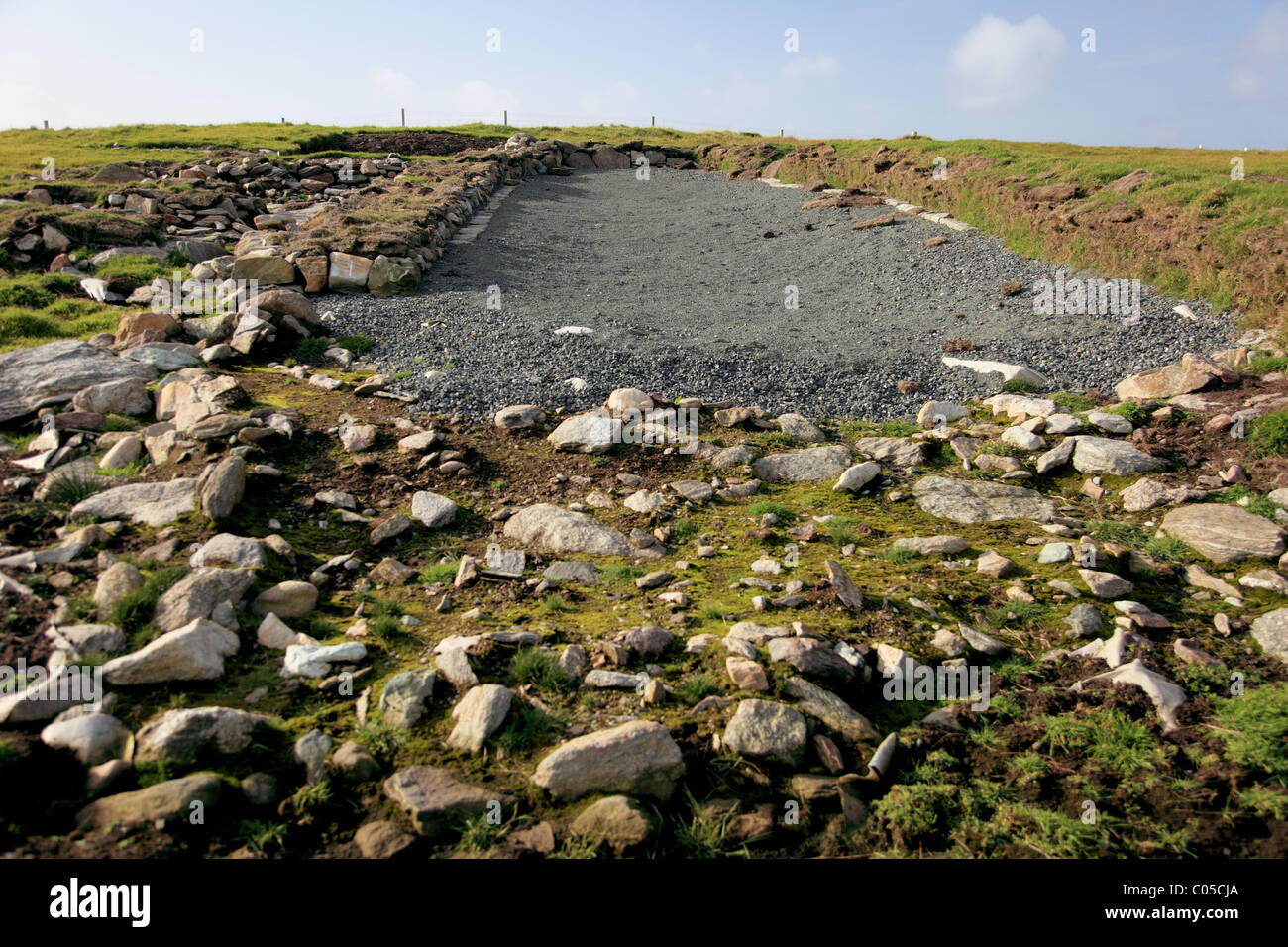 Archäologische Graben von Viking, Norse Bauernhaus am Underhoull, Westing, Unst, Shetland-Inseln Stockfoto