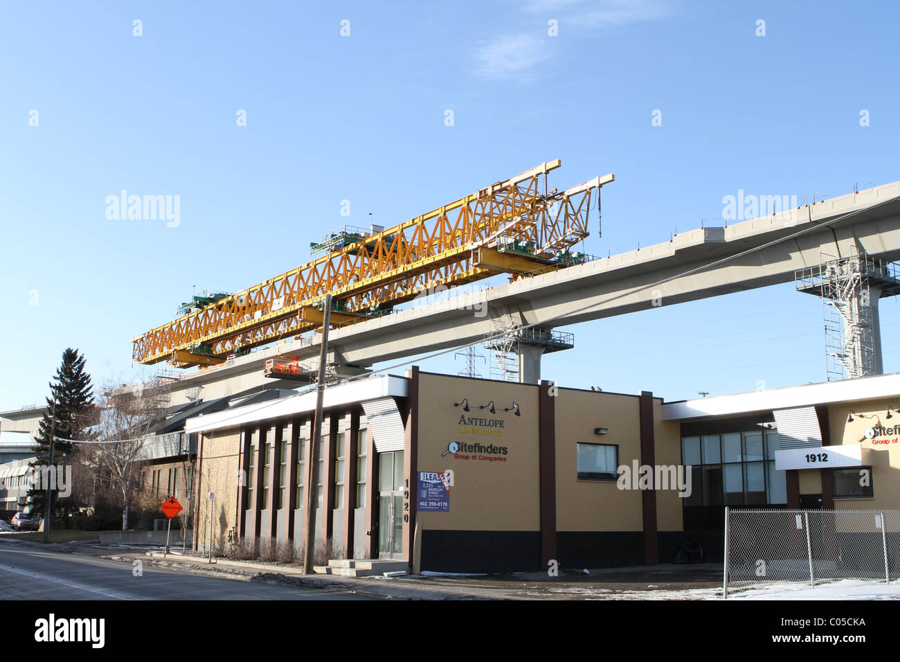 Light-Rail Transit Bau in Calgary, Alberta, Kanada Stockfoto