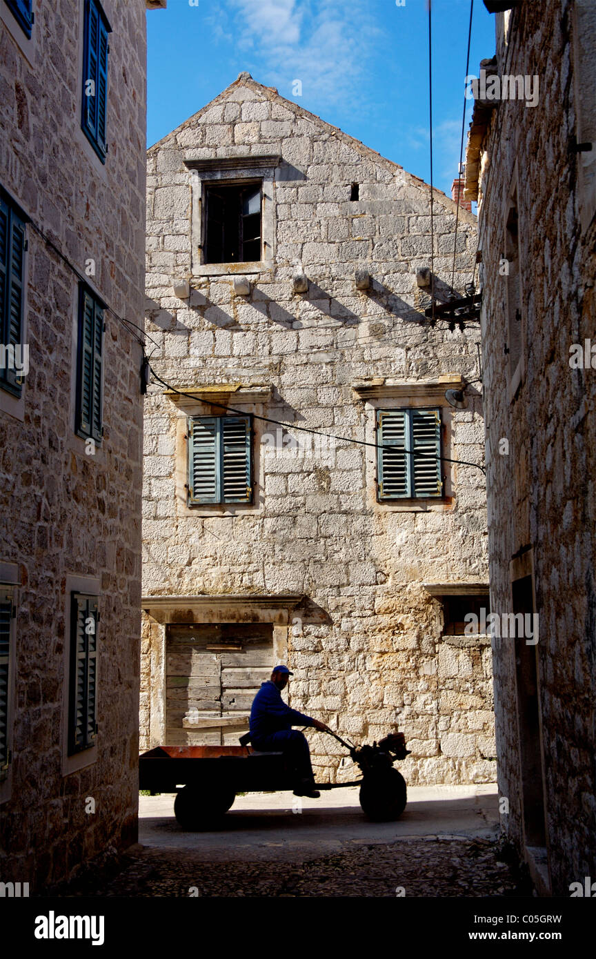 autofreie Insel Prvic, in der Nähe von Sibenik, Kroatien. Stockfoto
