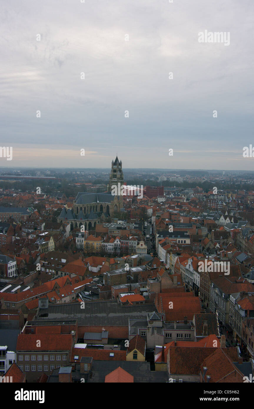 Panorama von Brügge vom Belfry Stockfoto