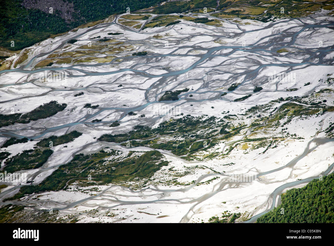 Gletscherfluss Delta, Fåbergstølsgrandane, Jostedalen NP Norwegen Stockfoto