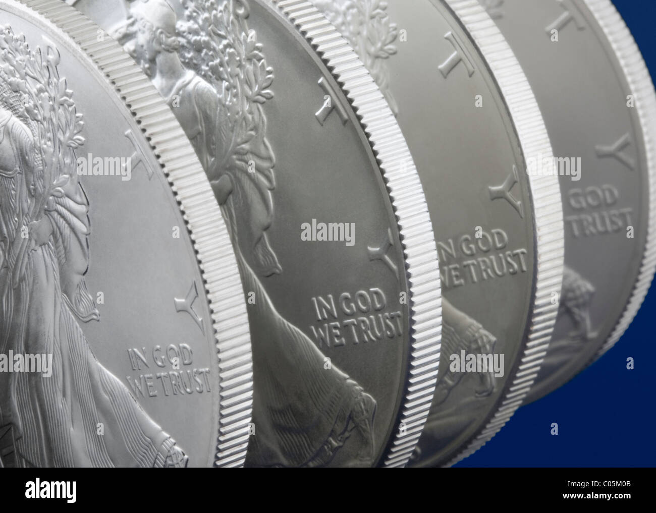 Eine Unze Walking Liberty U.S. Silver Eagle Münzen Stockfoto