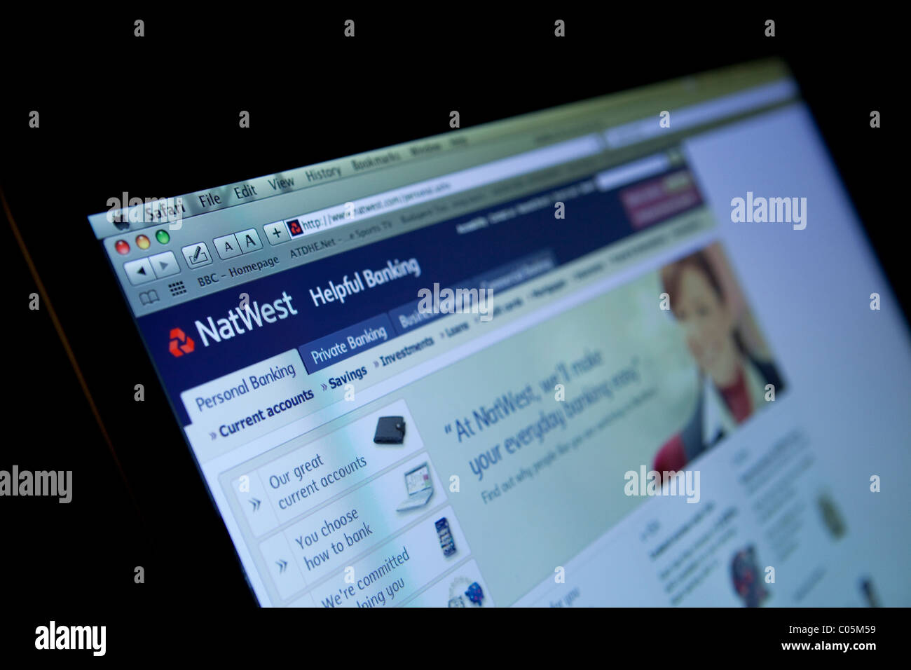 NatWest online-Banking-Startseite Stockfoto