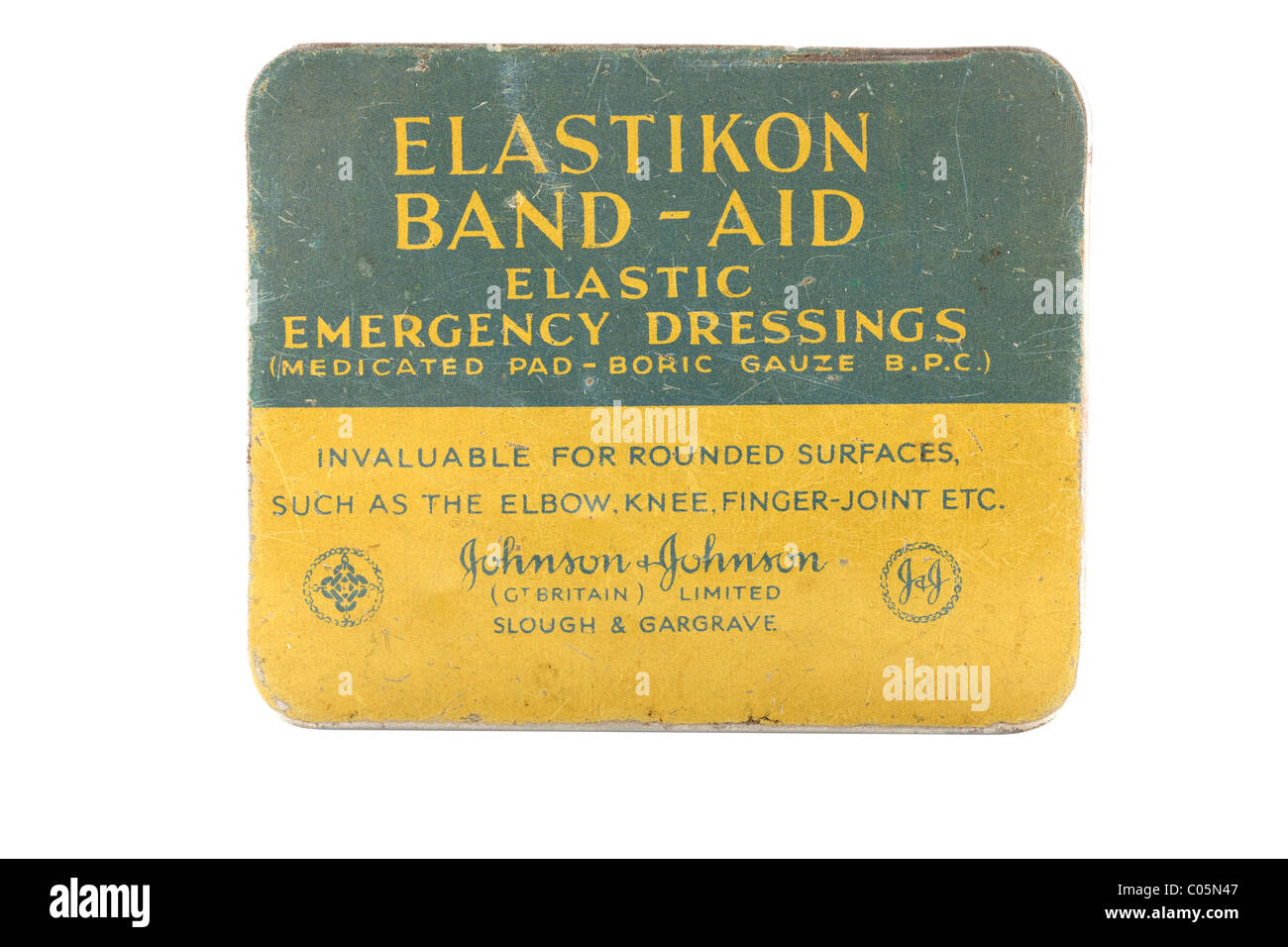 Alte Vintage Johnson und Johnson Elastikon Pflaster Zinn. EDITORIAL NUR Stockfoto