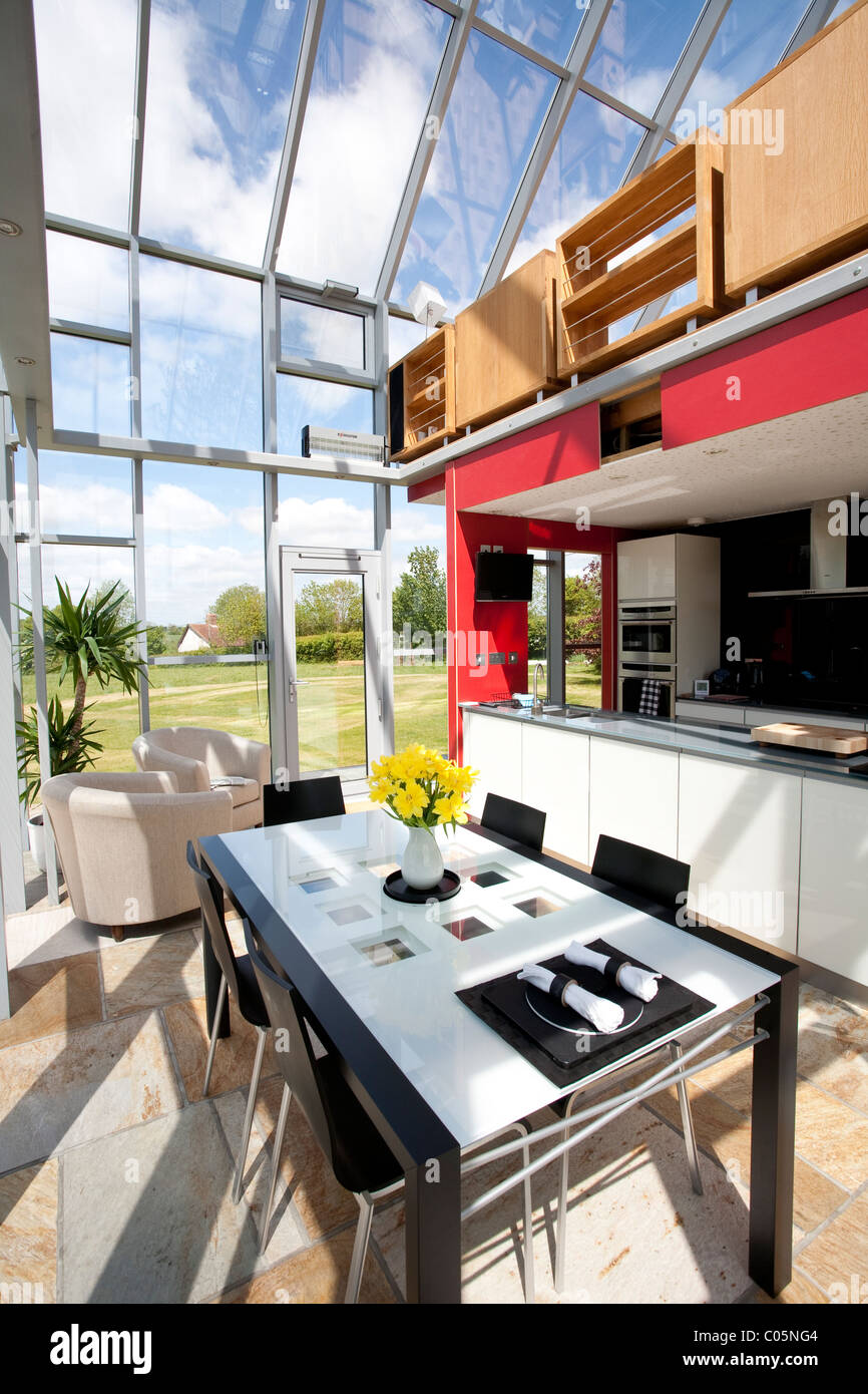 Offene Küche die gleitende Haus Suffolk England. Foto: Jeff Gilbert Stockfoto