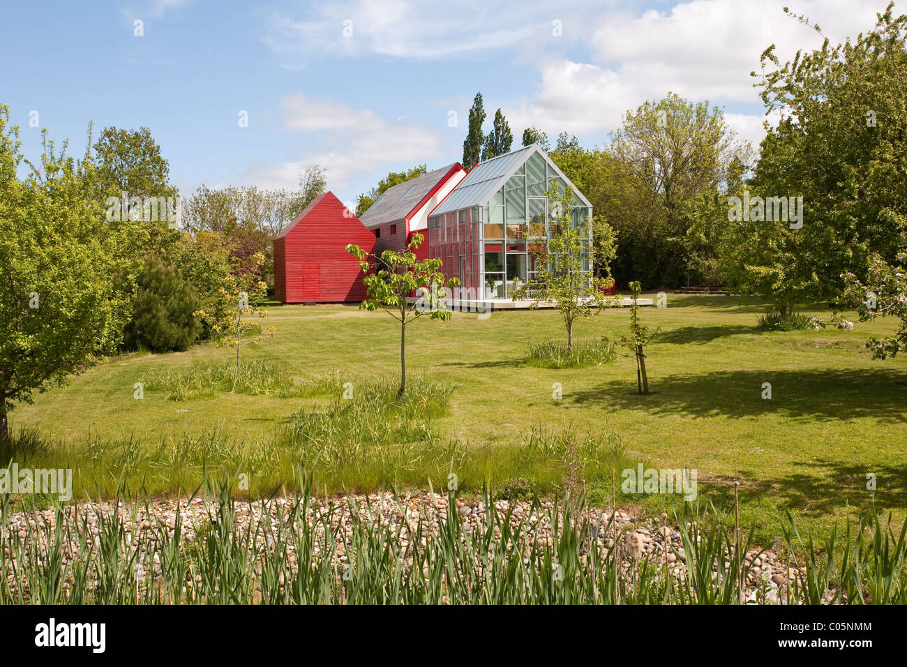 Moderne unkonventionelle Schiebe Haus Suffolk England. Foto: Jeff Gilbert Stockfoto