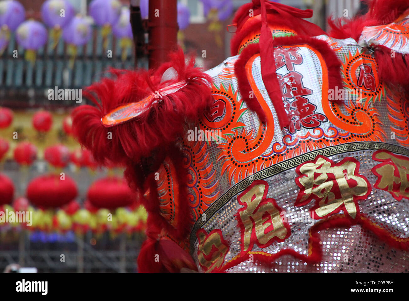 Roter Drache Kopf, Chinese New Year, London Stockfoto