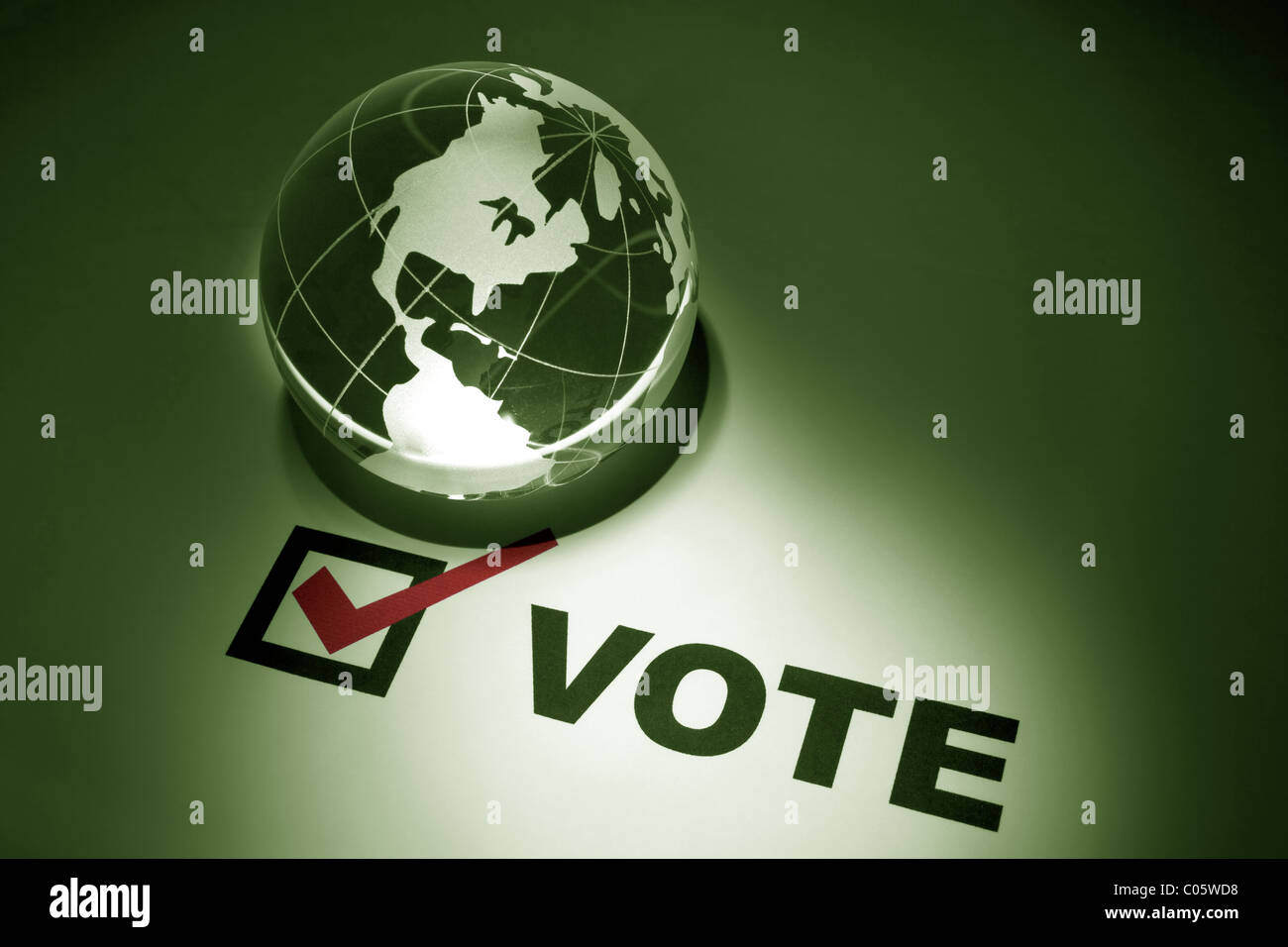 Globus und Voting, Konzept des Umweltschutzes; Stockfoto