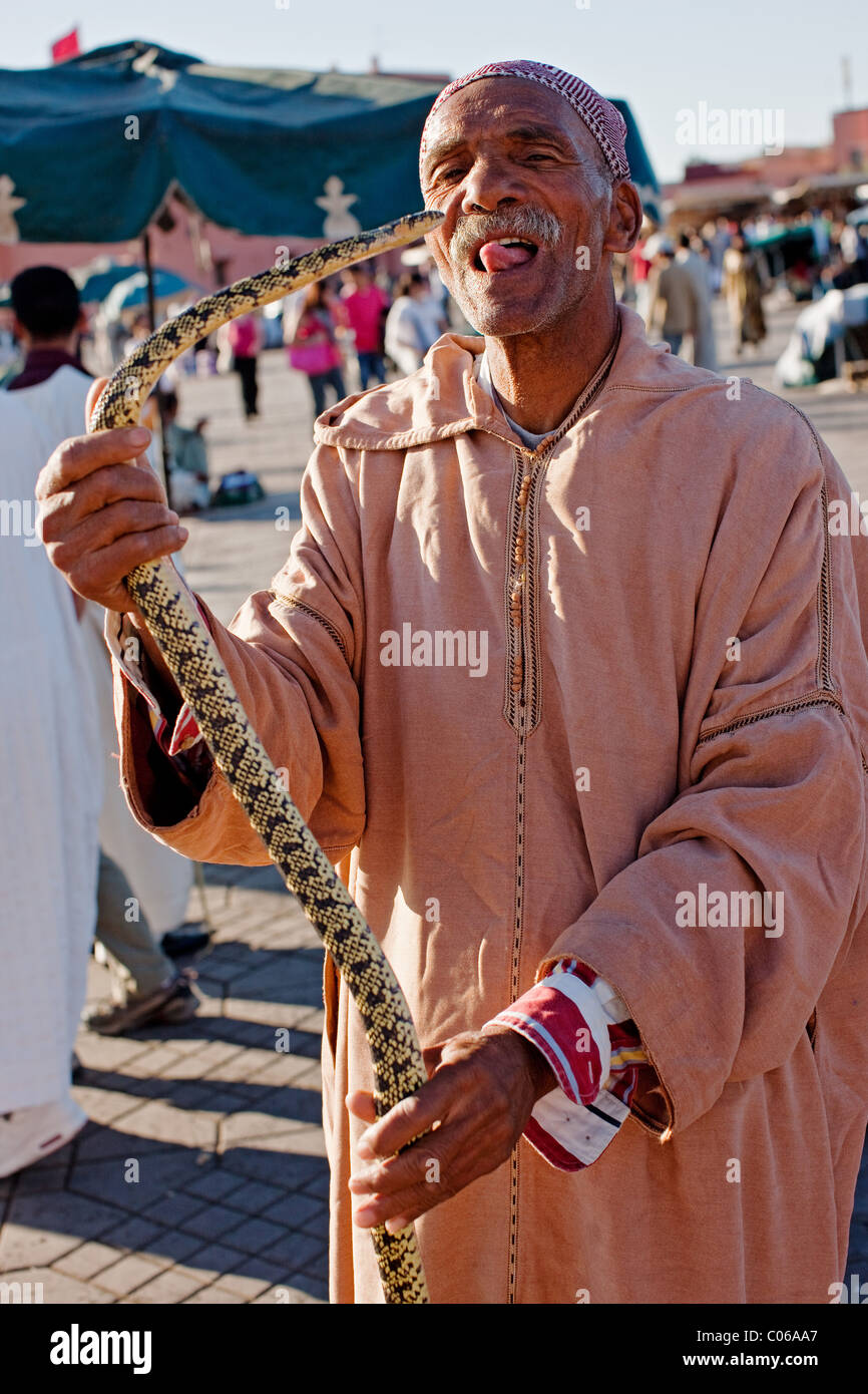 Snake Charmer Platz Djemaa El Fna Marrakesch Marokko Stockfoto
