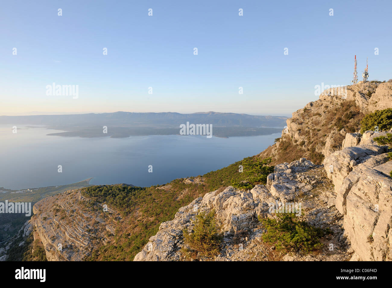 Sender auf dem Vidova Gora, Monte Sveti Vid, 778 m, Insel Brac, Kroatien, Europa Stockfoto