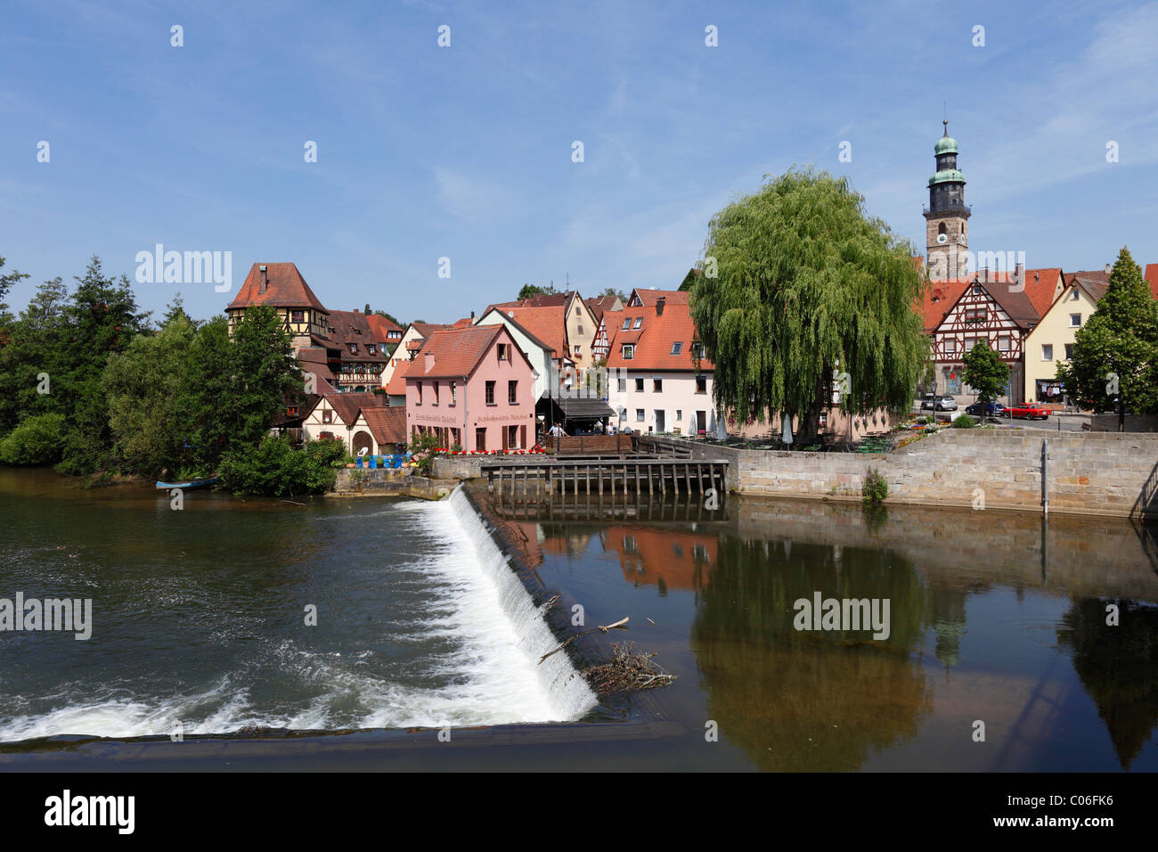 Pegnitz mit Mühle, Lauf ein der Pegnitz, Franken, Bayern, Deutschland, Europa Stockfoto