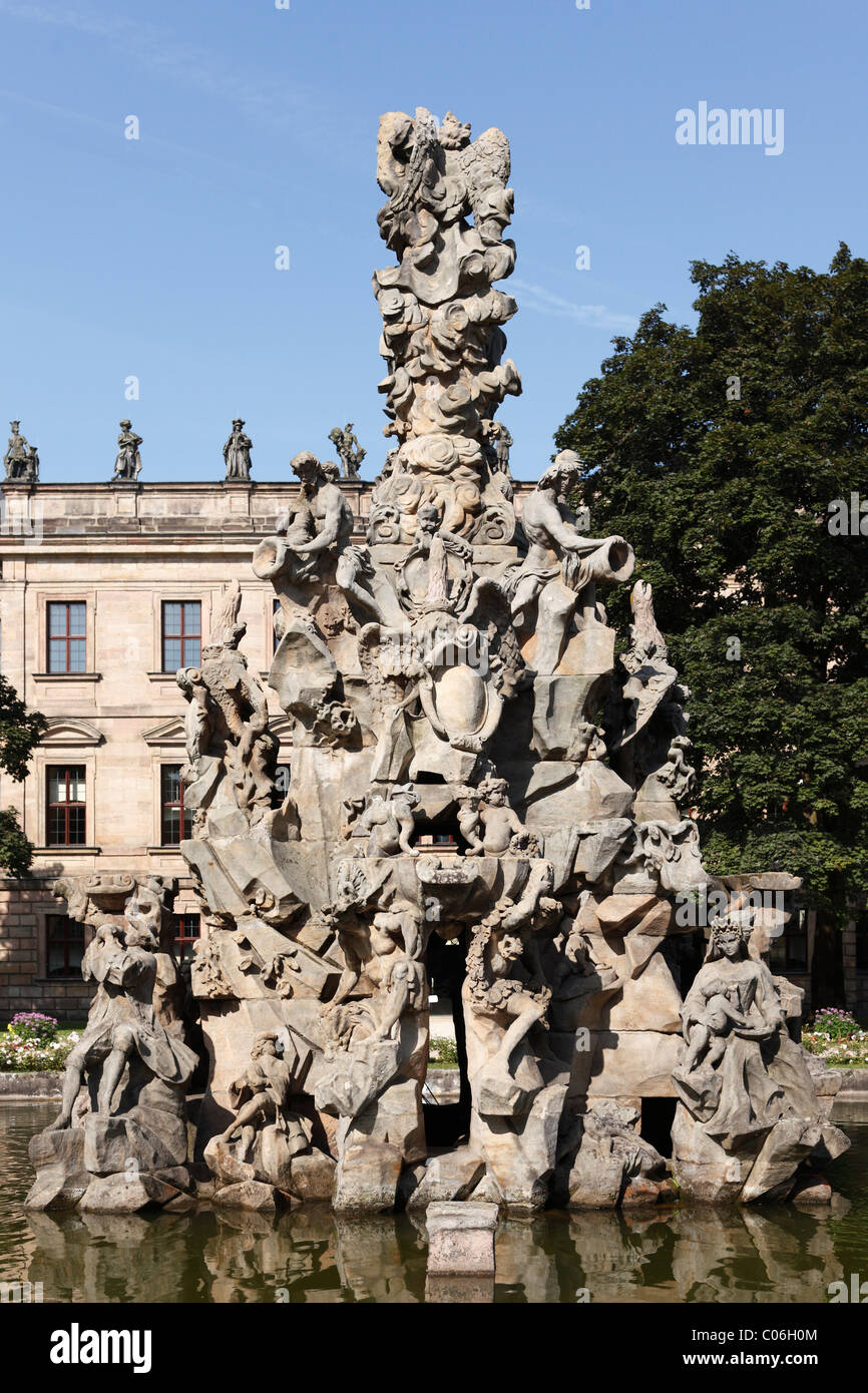 Hugenottenbrunnen Brunnen im Schlossgarten, Erlangen, Franken, Bayern, Deutschland, Europa Stockfoto