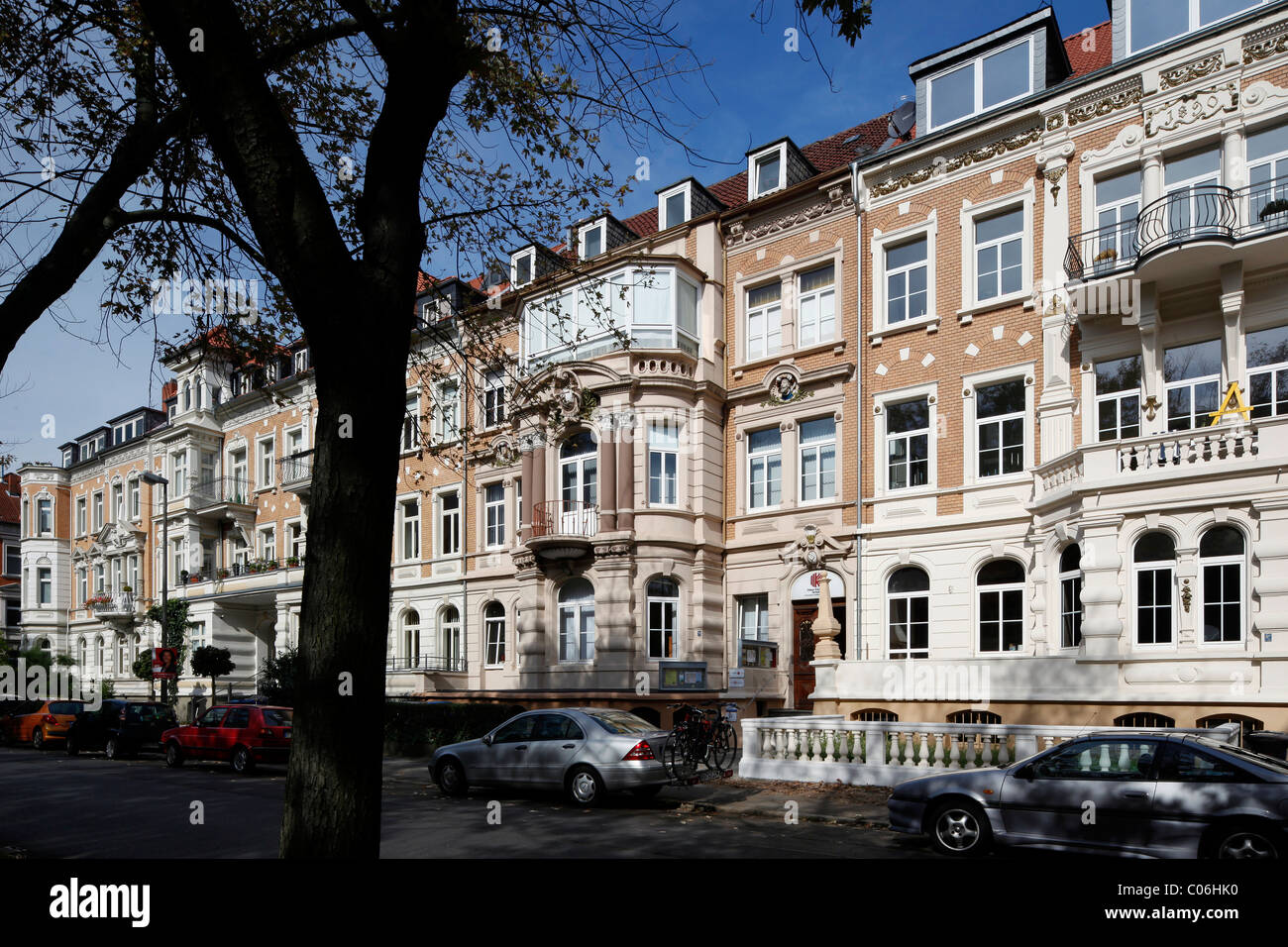 Gründerzeit-Gebäude auf Jasperallee Avenue, Braunschweig, Niedersachsen, Deutschland, Europa Stockfoto