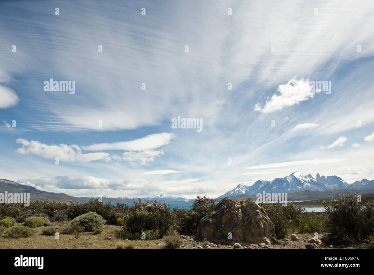 Himmel über Sarmiento See Torres del Paine Nationalpark Chile Südamerika Stockfoto