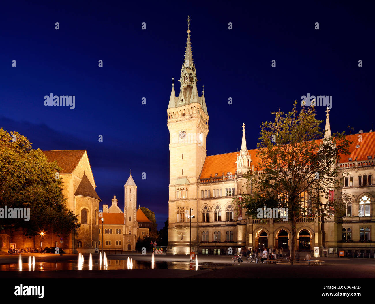 Rathaus, Burg Dankwarderode und Braunschweiger Dom St. Blasii, Braunschweig, Brunswick, Niedersachsen, Deutschland-Europa Stockfoto