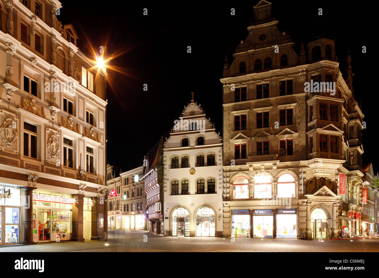Geschäftshäuser am Kohlmarkt Platz, darunter Haus Zur Sonne Gebäude, Haus Zum Goldenen Stern Gebäude und Haus Zur Rose Stockfoto
