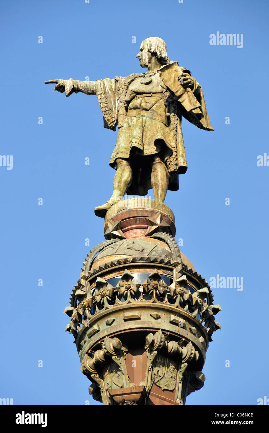 Columbus-Statue am alten Hafen, Barcelona, Spanien, Iberische Halbinsel, Europe Stockfoto