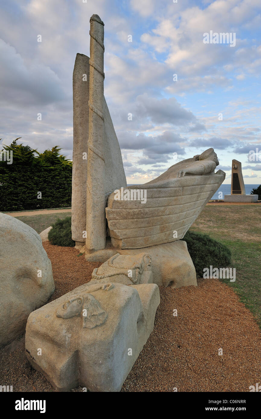 Pointe du Roselier Denkmal in Erinnerung an den untergegangenen Matrosen auf hoher See, Plérin, Bretagne, Frankreich Stockfoto