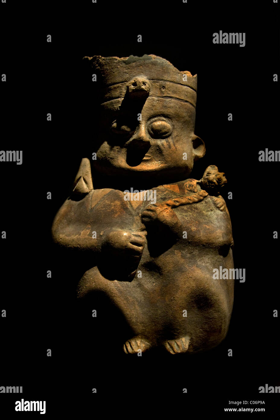 Nackthund Peru peruanischer 1100 1450 großen Hals Vase kugelig anthropomorphen Stockfoto