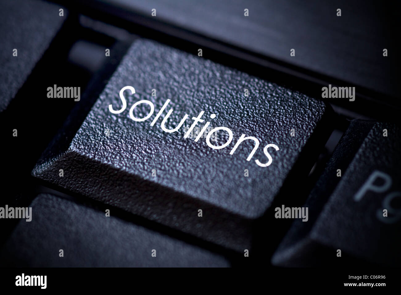 Computer-Tastatur-Konzept Bild mit Stichwort "Lösungen". Stockfoto