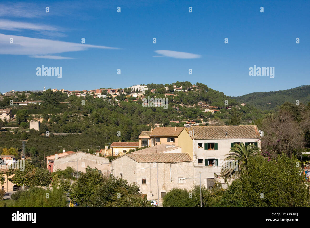 Ansicht Nord-Ost von Stadt Wand Gehweg (Muralla), Girona, Spanien, Herbst 2010 Stockfoto