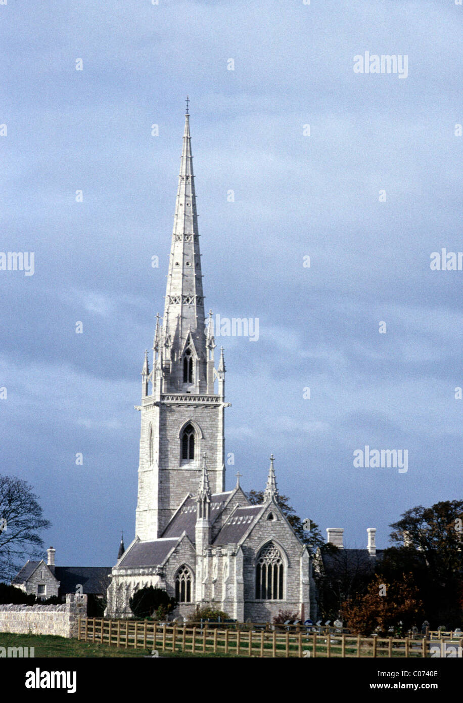 Bodelwyddan Kirche, Wales Walisisch Architektur, Marmor Kirchturm Türme Turm Türme, die britischen UK viktorianische 19. Jahrhundert Kirchen Stockfoto