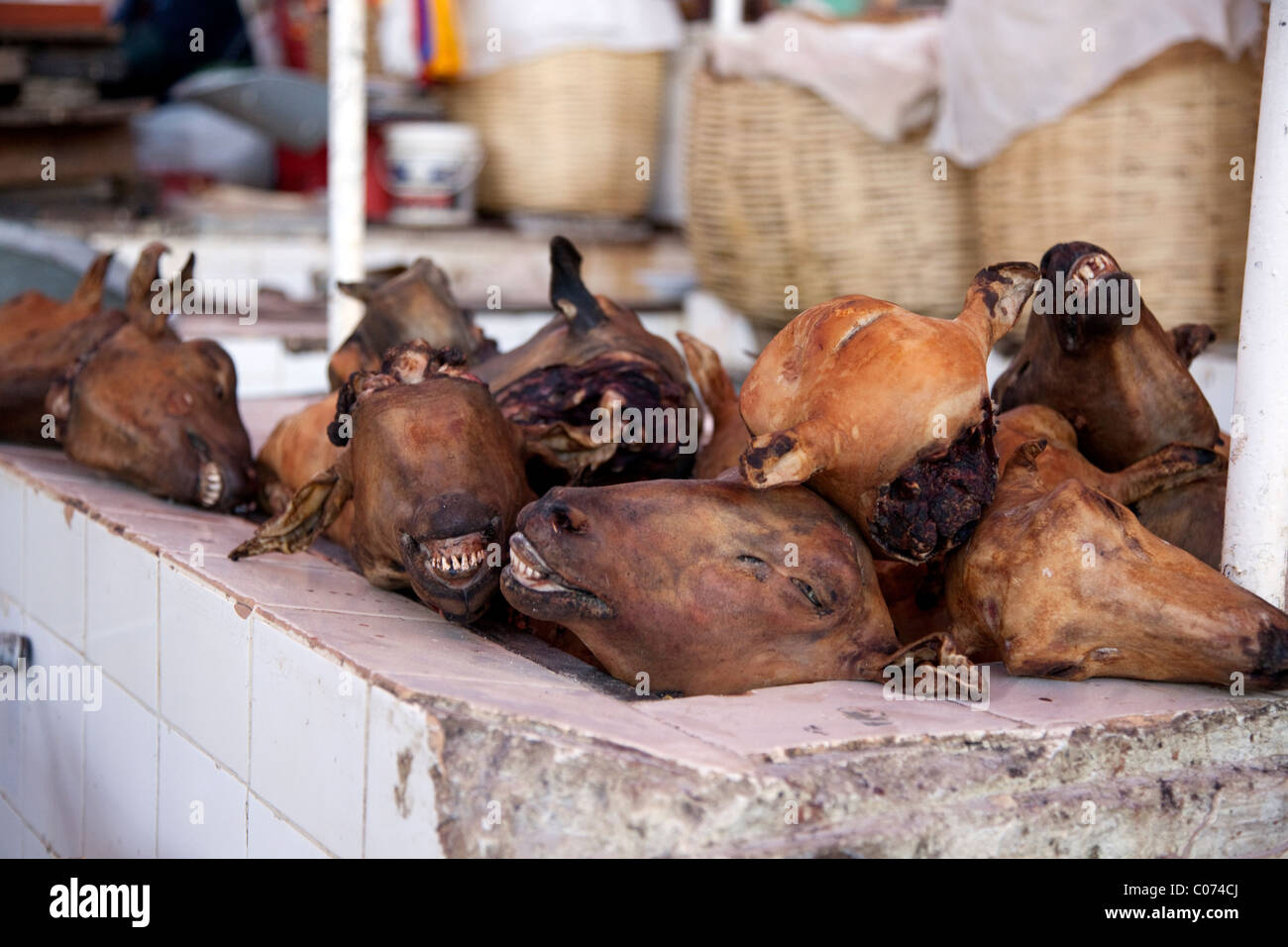 Arequipa, Peru Mercado de San Camilo, oder San Camilio Markt, wo Produkte aus ganzen südlichen Peru gesehen werden kann. Stockfoto