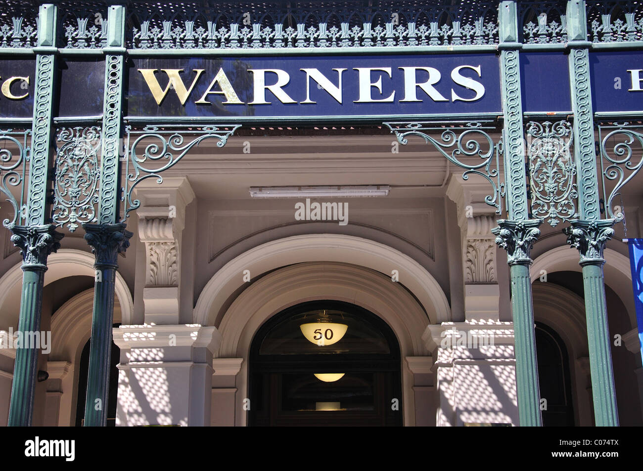 Historische Warner Hotel, Cathedral Square, Christchurch, Canterbury, Südinsel, Neuseeland Stockfoto