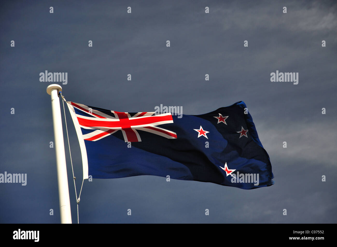 Neuseeland Fahne, The Museum of New Zealand Te Papa Tongarewa, Cable Street, Wellington, Region Wellington, Neuseeland Stockfoto