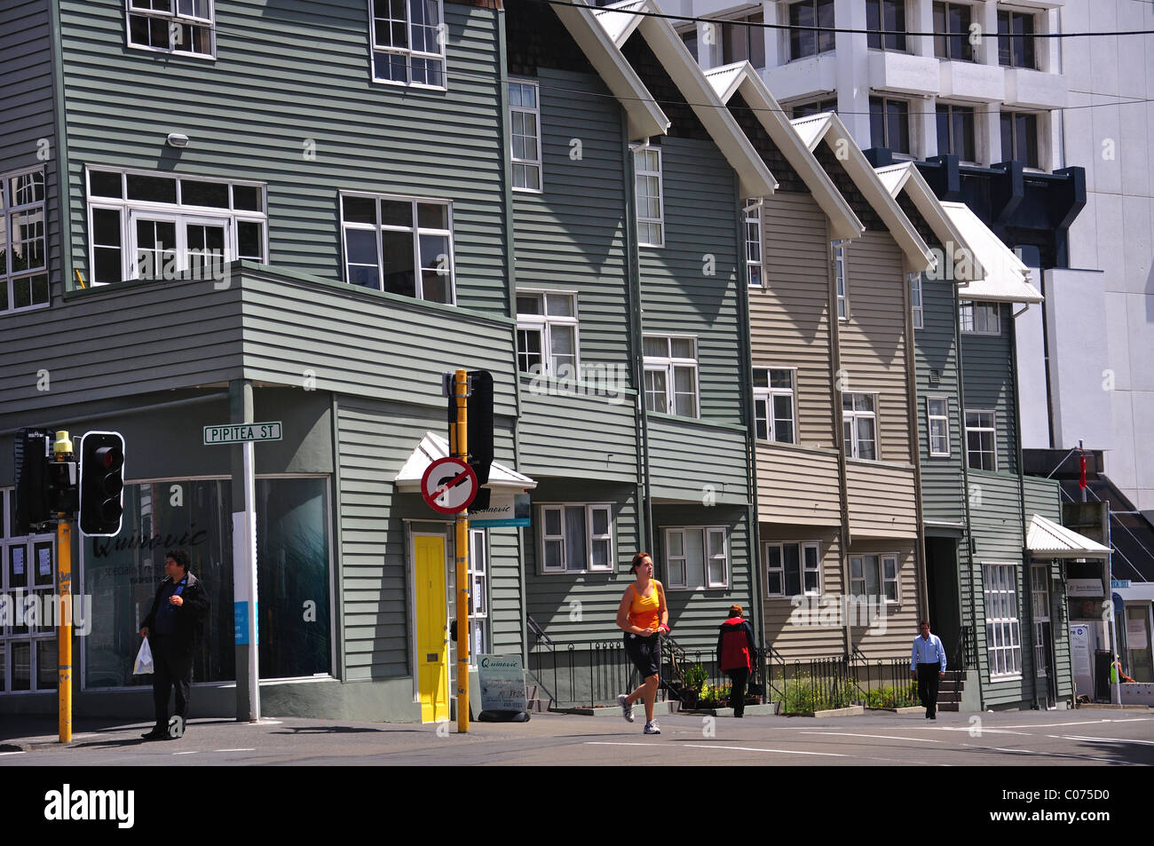 Hölzerne Wohnhaus, Pipitea Street, Thorndon, Wellington, Region Wellington, Nordinsel, Neuseeland Stockfoto