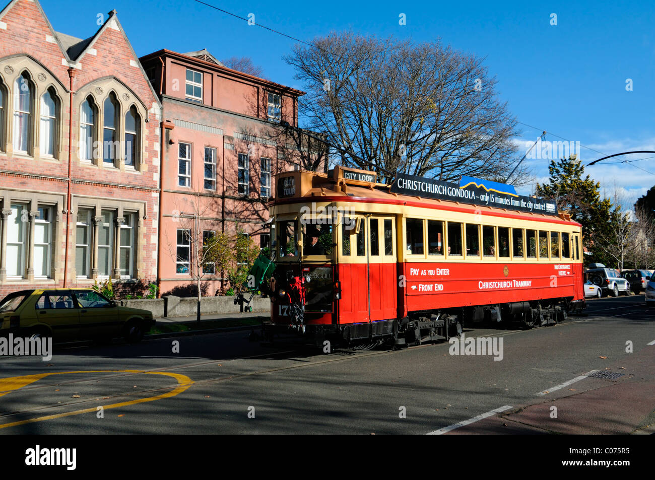 Straßenbahn Gondel Stadtverkehr Schleife ÖPNV-Neuseeland Stockfoto