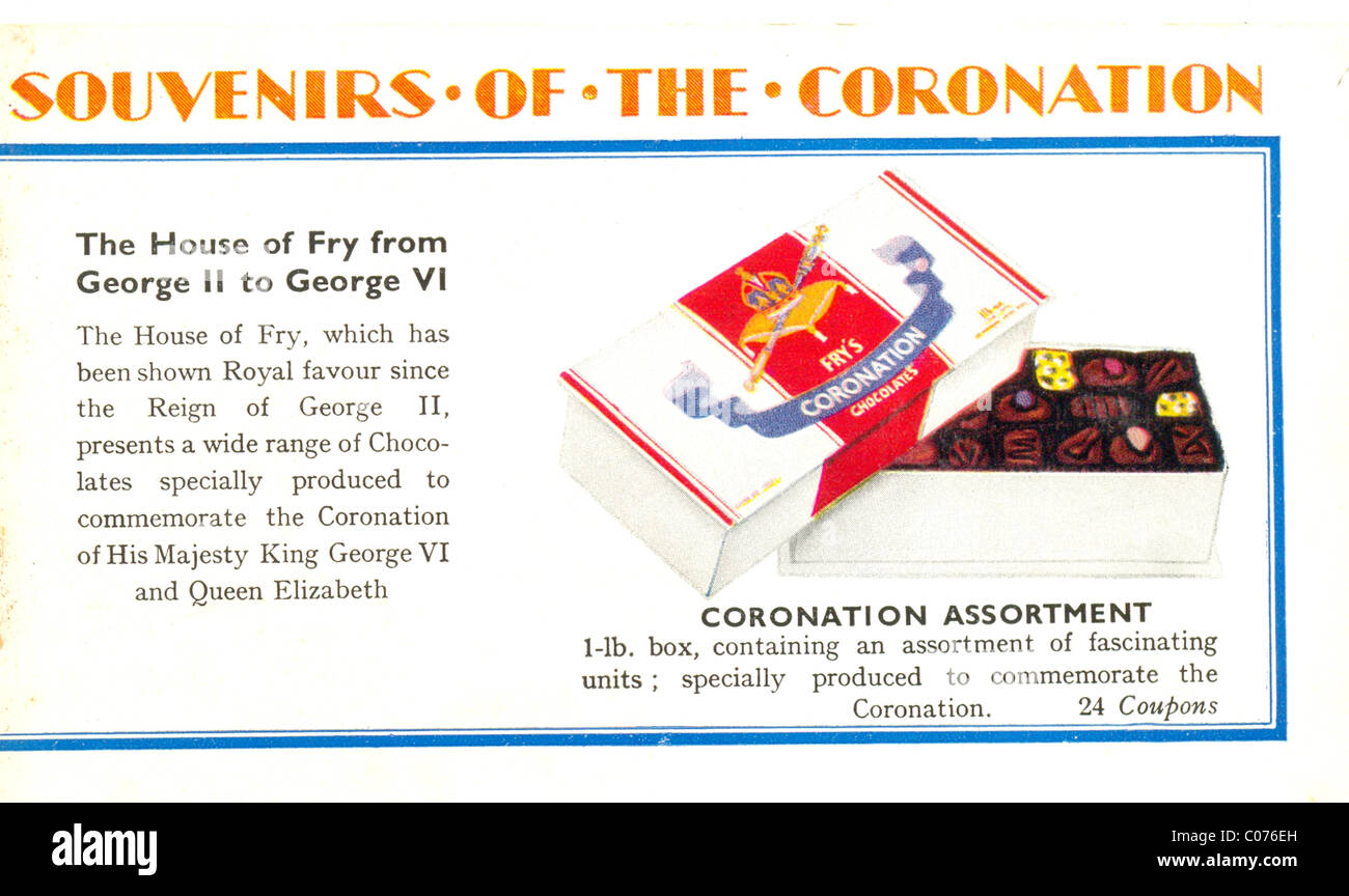 Seite von Fry Krönung Geschenkliste für Kakao Gutscheine Stockfoto