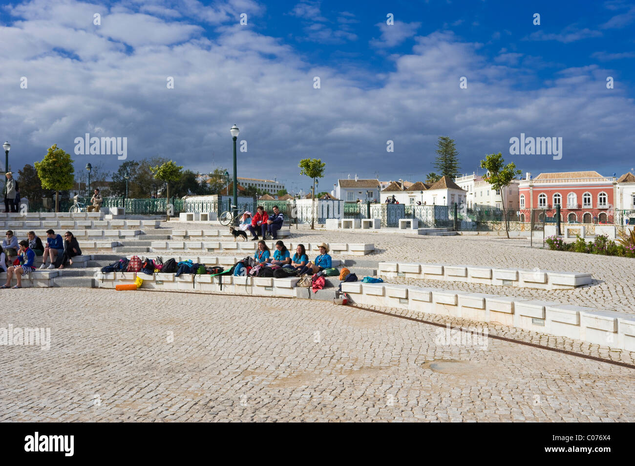 Praca da Republica, Tavira, Algarve, Portugal, Europa Stockfoto