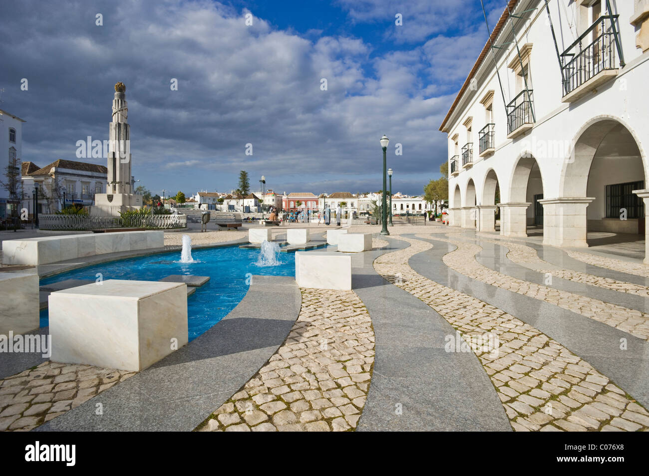 Praca da Republica, Tavira, Algarve, Portugal, Europa Stockfoto