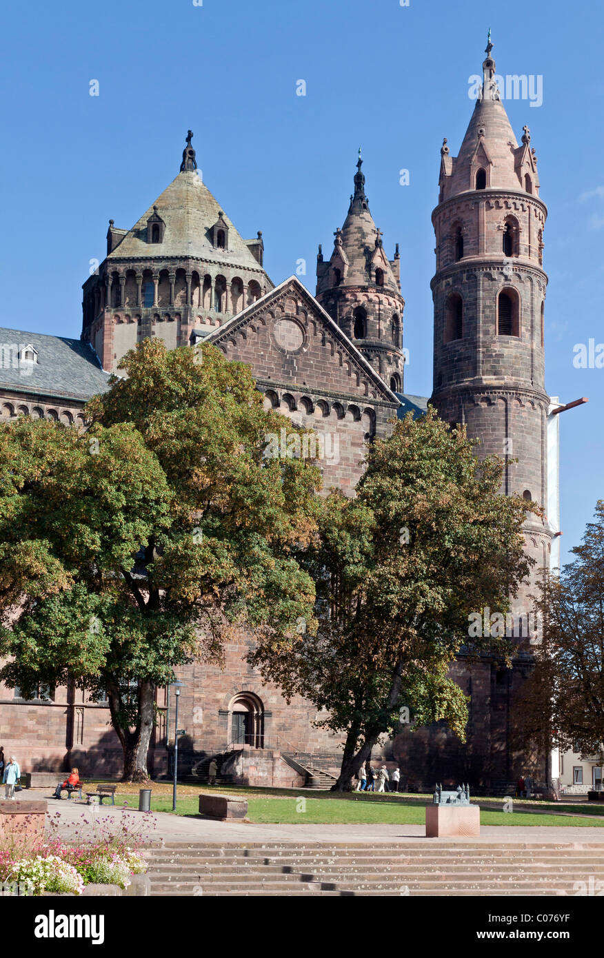 St. Peter Cathedral, stark verwitterte, Worms, Rheinhessen, Rheinland-Pfalz, BRD, Deutschland, Europa Stockfoto