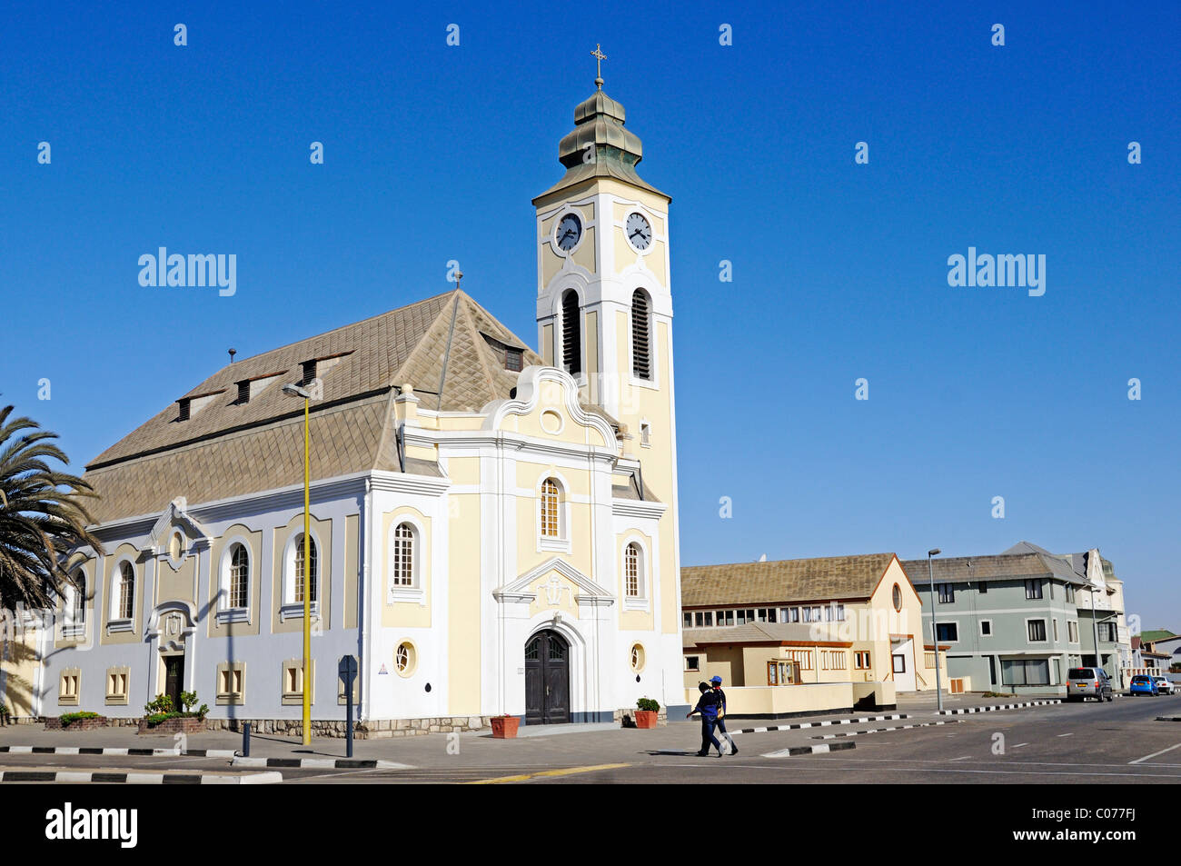 Evangelische Kirche im bayrischen Stil, Architektur aus der deutschen Kolonialzeit, Swakopmund, Erongo Region, Namibia, Afrika Stockfoto