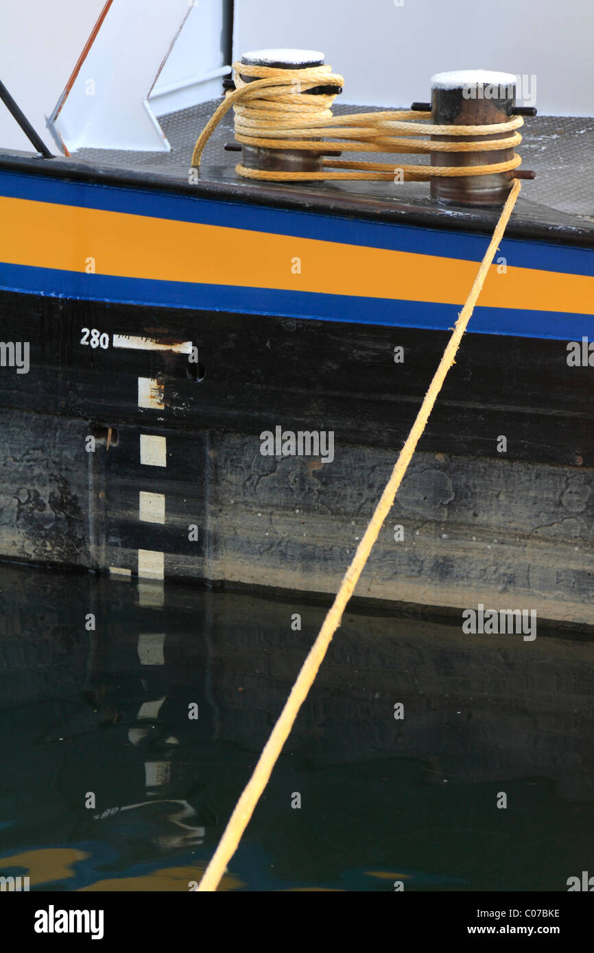 Verankerte Containerschiff, Detail, Heilbronn, Baden-Württemberg, Deutschland, Europa Stockfoto