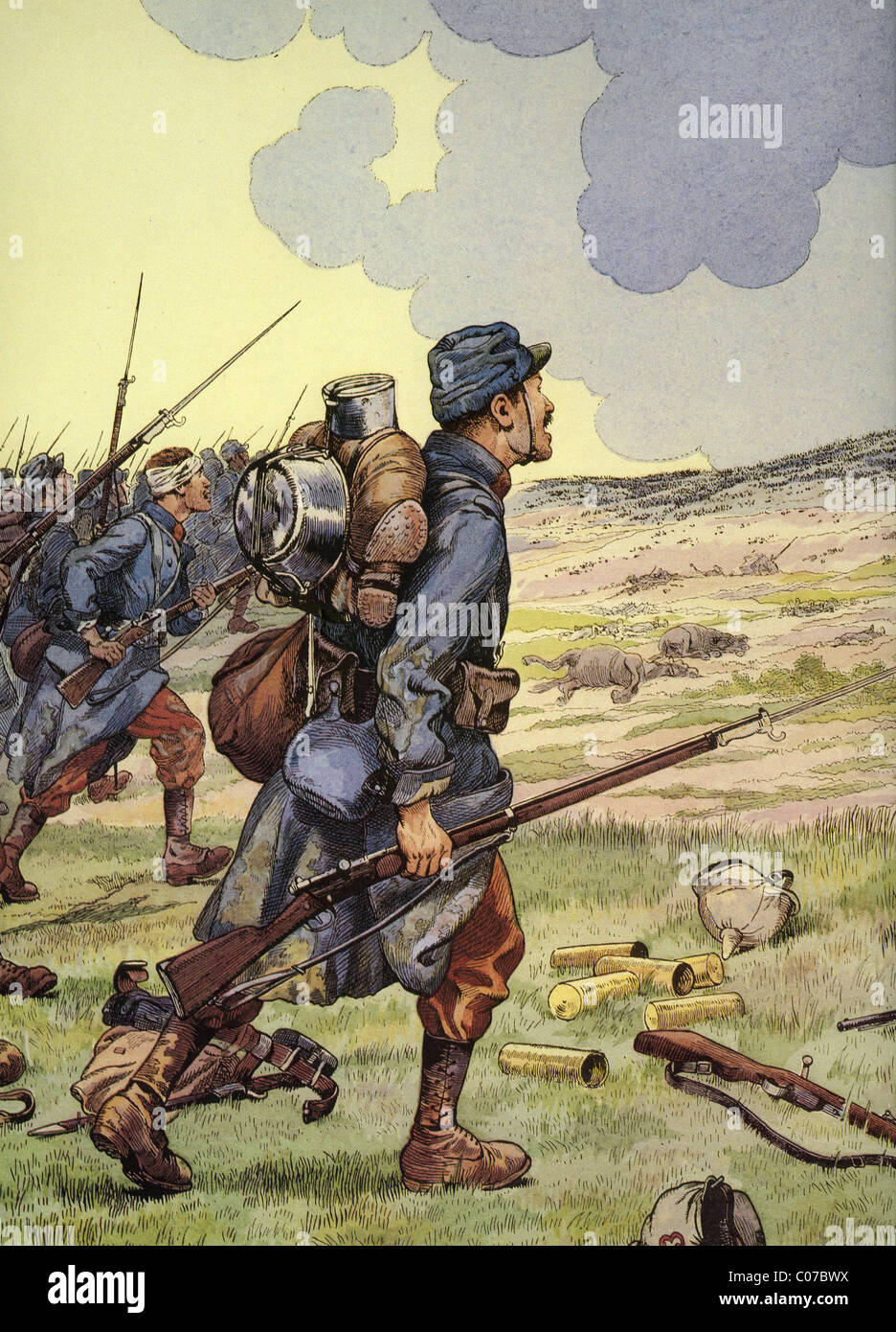 JOB (Jacques Onfroy de Breville) - französischer Illustrator (1858-1931) erste Weltkrieg - 1914-1918: französische Infanteristen Stockfoto