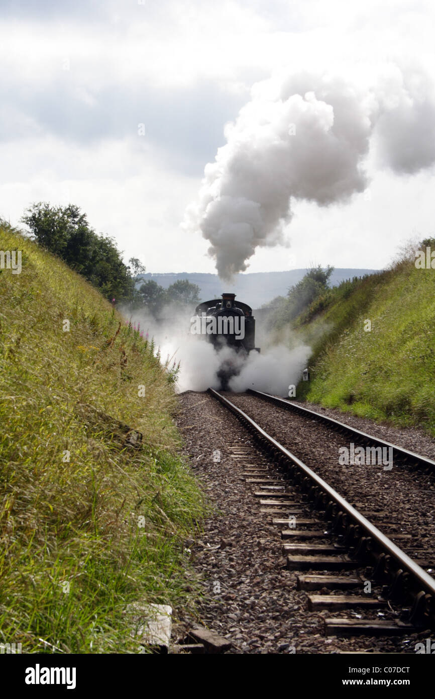 Dampf Lok 4160 beim Schneiden auf Hochtouren. Stockfoto