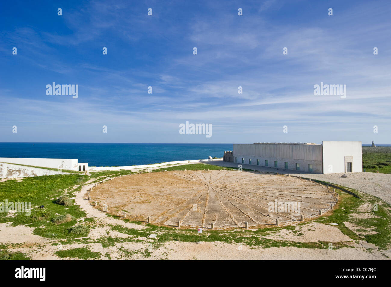 Windrose in der Fortaleza de Sagres Nationaldenkmal, Ponta de Sagres, Sagres, Algarve, Portugal, Europa Stockfoto