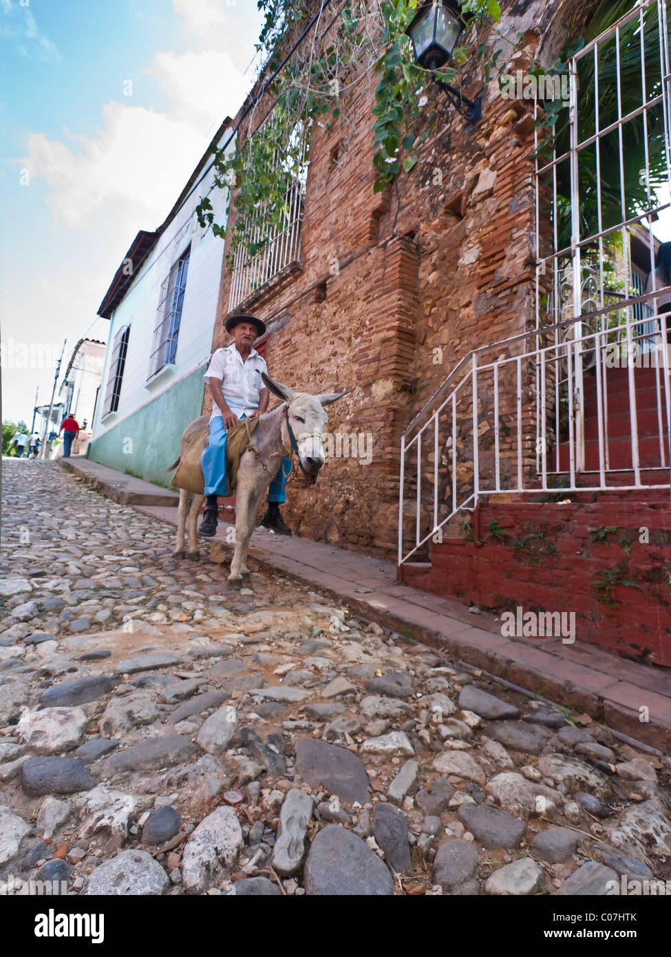 Mann mit Esel Street Szene Trinidad Provinz von Sancti Spíritus, Zentralkuba Stockfoto