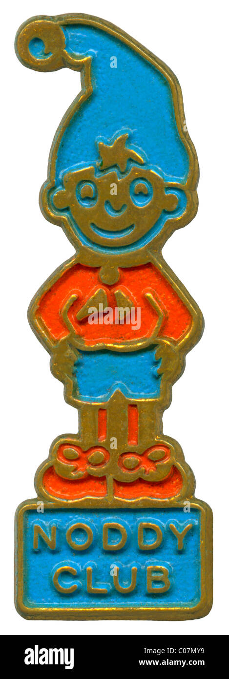 Noddy Club-Emaille-Plakette, 1962. Noddy erschien zuerst in einem 1949 Buch von Autorin Enid Blyton. Stockfoto